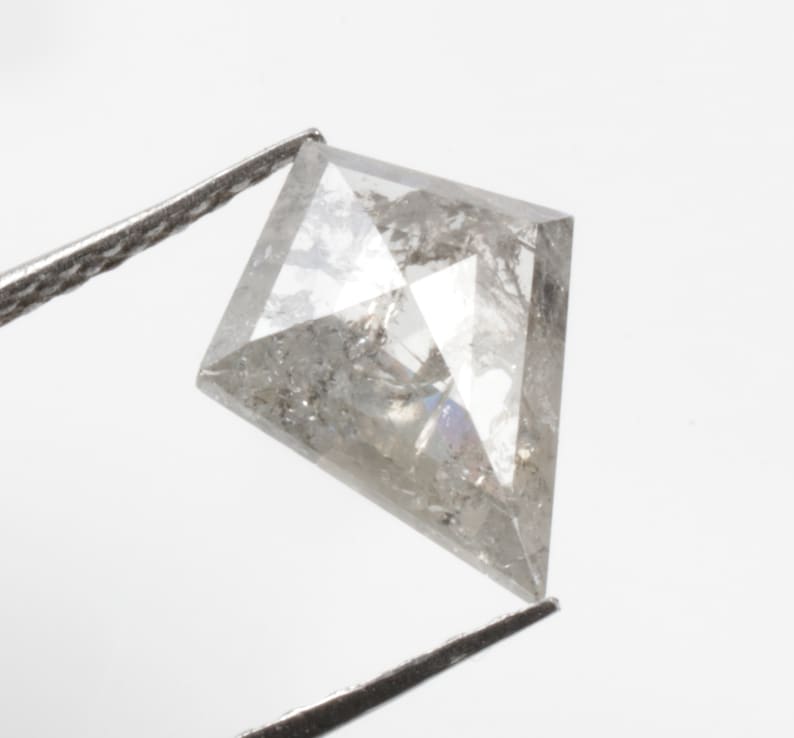 0.66 CT 8.9 X 6.9 MM Salt and Pepper Diamond Kite Shape Natural Loose Diamond Grey color R6901