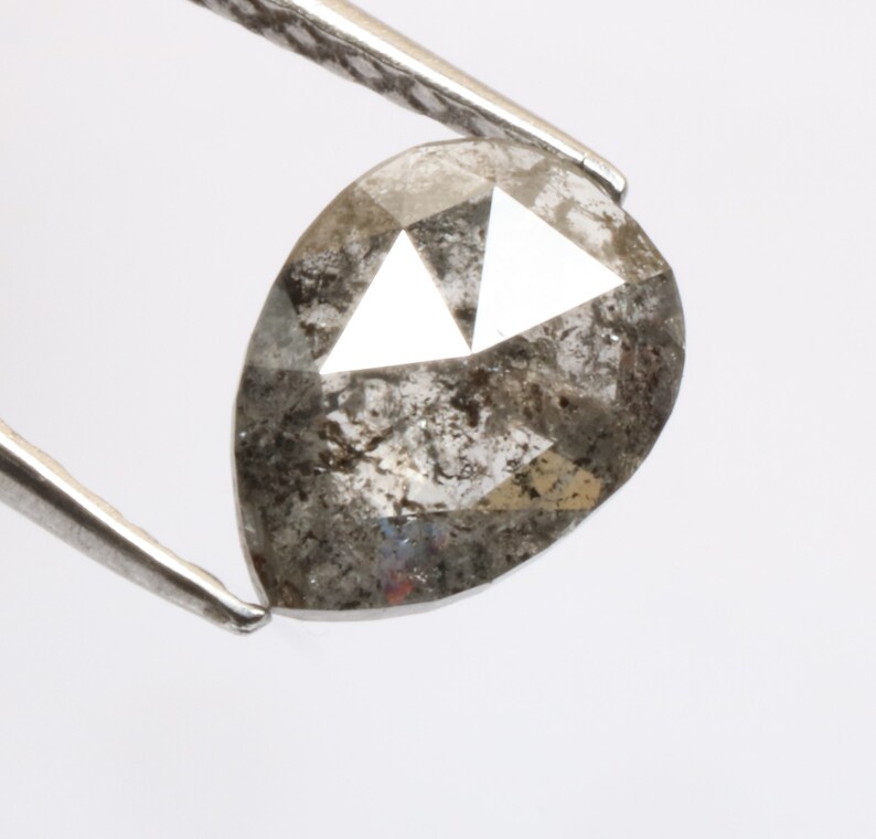 0.79 ct 7.6 x 5.6 mm Natural loose Salt and pepper fancy Black colour beautiful Pear shape Diamond R2935