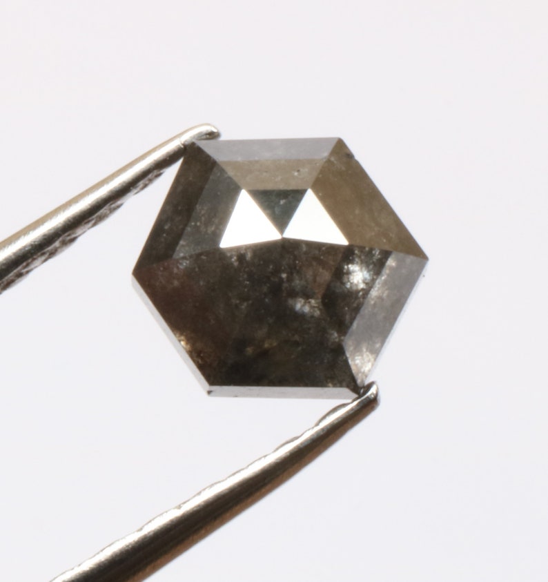 0.82 ct 5.7 X 4.9 mm Natural loose Salt and Pepper beautiful Black colour Hexagon shape Diamond R2854