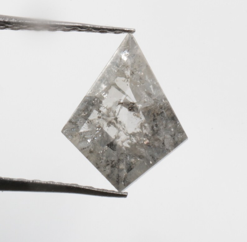 0.66 CT 8.9 X 6.9 MM Salt and Pepper Diamond Kite Shape Natural Loose Diamond Grey color R6901