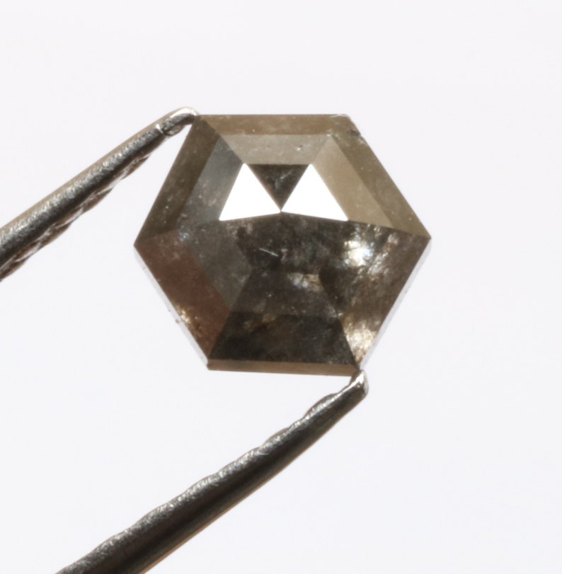 0.82 ct 5.7 X 4.9 mm Natural loose Salt and Pepper beautiful Black colour Hexagon shape Diamond R2854