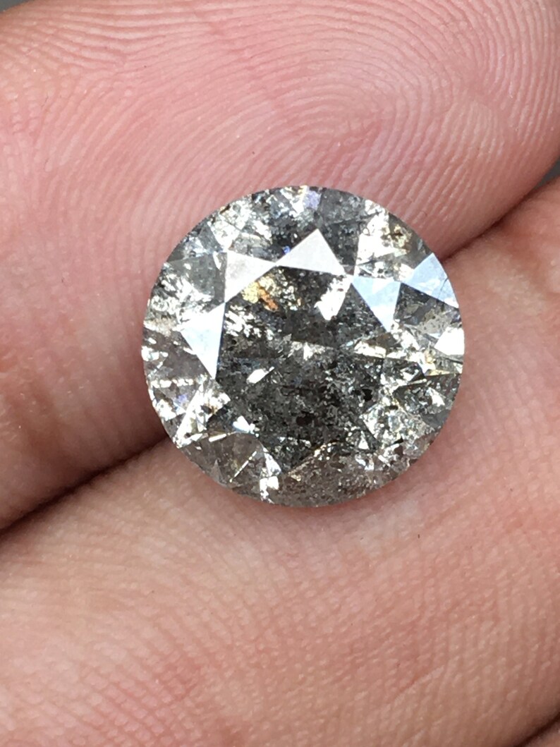 5.50ct 10.8mm Round Salt and pepper Diamond Natural loose Etsy