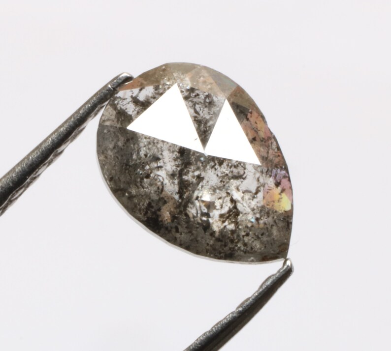 0.79 ct 7.6 x 5.6 mm Natural loose Salt and pepper fancy Black colour beautiful Pear shape Diamond R2935