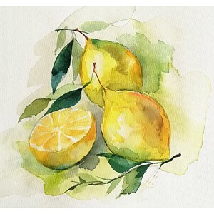 Lemons Original Watercolor Mandarins Art Watercolor yellow Lemons Painting Original Art Painting still life Citrus fruits Painting of fruits