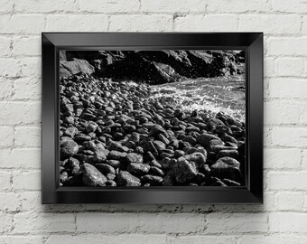 Jamestown, Rhode Island Fort Wetherill Beach - Black and White Photography Print Home Decor Wall Decoration Poster Photo