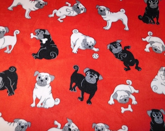 Mops Welpen Fleece Decke