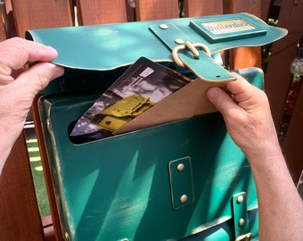 Vintage Backpack Mailbox – Industrial Wall-Mount with Newspaper Holder
