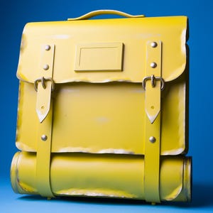 Boîte aux lettres faite à la main en forme de cartable avec un tube de journal et un numéro de maison