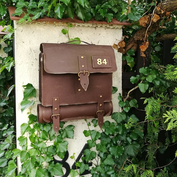 Original Briefkasten (Schultasche), VINTAGE, aus dickem verzinktem Stahlblech, POSTFACH, ZEITUNGSDROLLE, din-A4-Größe