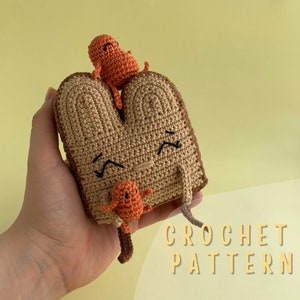 Beans on Toast Amigurumi Crochet Pattern, Crochet Toast Pattern, Amigurumi Food Pattern, English