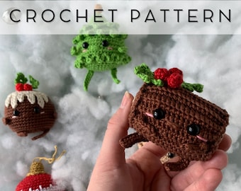 Christmas Yule Log Amigurumi Crochet Pattern, Christmas Crochet Pattern, Christmas Decoration, Crochet Decoration