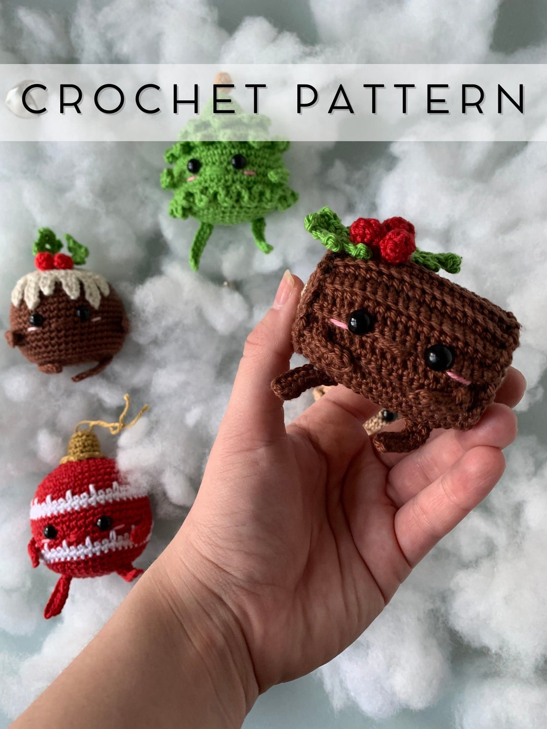 Yule Pattern Christmas Yule Log Amigurumi Crochet Pattern: Holiday Decoration (PDF ...