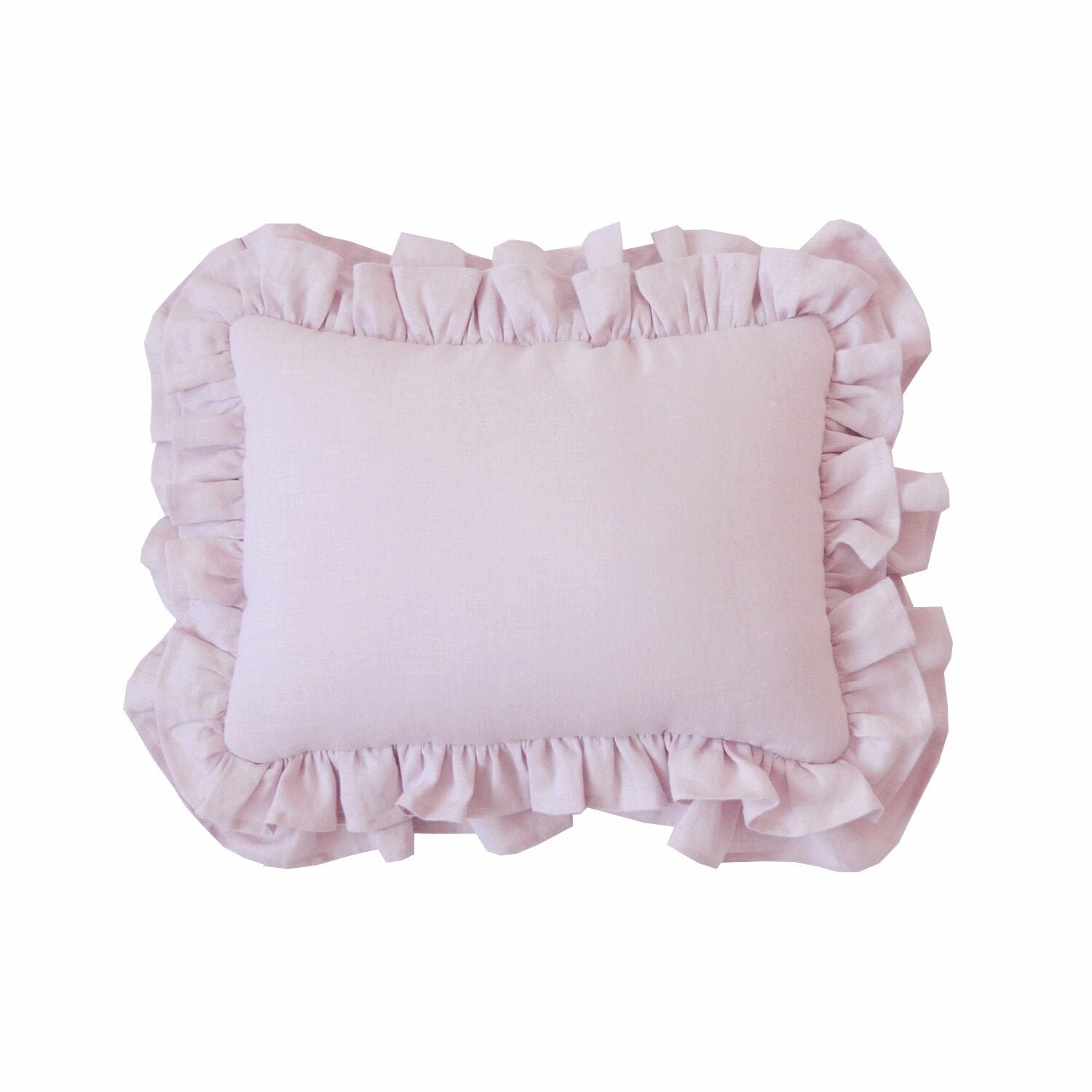 Decorative throw pillow with ruffles LINEN 100 Rectangle Etsy