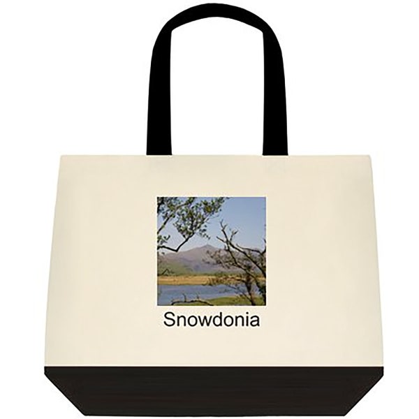 Grand sac à provisions réutilisable avec impression photo de paysage du pays de Galles, fourre-tout en coton écologique, acheteur écologique, cadeau de grand-mère galloise