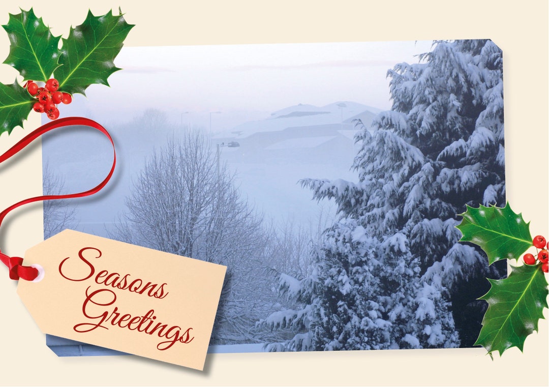 Seasons Greetings Christmas Cards Set of 10 Large 5 X Etsy