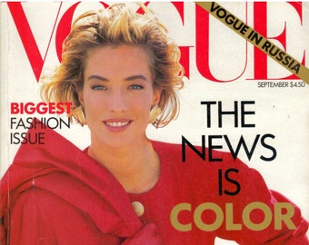 1990 Vogue Numero di settembre Tatjana Patitz Janet Jackson Russia Joan Chen Kazemir Malevich Carrie Donovan Top model degli anni '90 Linda Evangelista