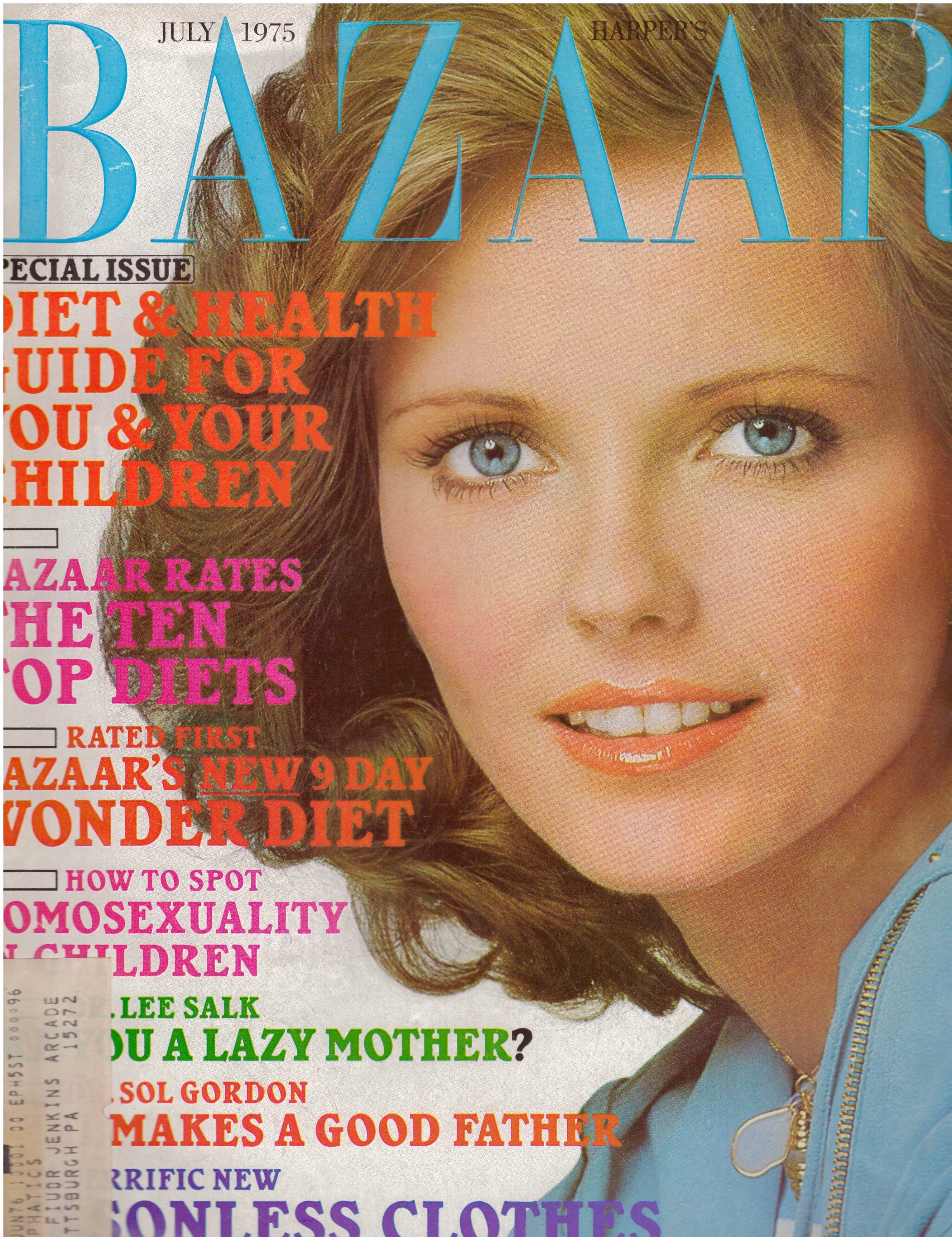 1975 July Harper's Bazaar Vintage Fashion Magazine Cheryl