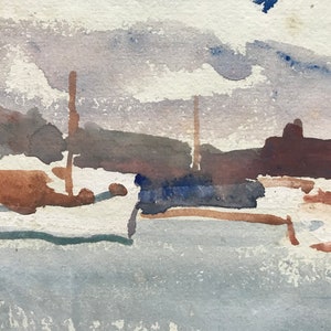 Vintage painting original seascape &quot;Sailboats&quot; by Jean D. Alexander (1911-1994), framed and signed