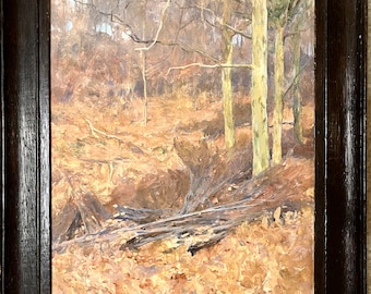 Antyczny obraz olejny, oryginalny pejzaż autorstwa Arthura Wardle'a (1864-1949), oprawiony i sygnowany