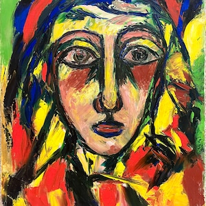 Vintage oil painting “Layla” by M.L.Garnavault (1911-2012), original portrait