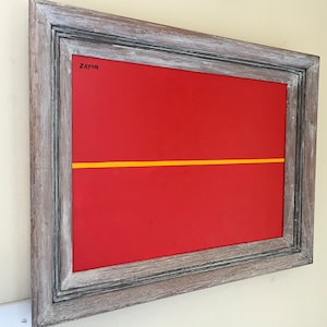 Oil painting original, vintage abstract by Seymour Zayon (b.1930), framed and signed.