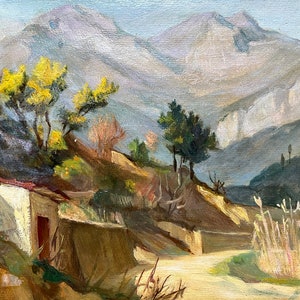 Antique painting original landscape from 1900s, framed