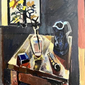 Very large antique oil painting, original still life by Guy Ameye, framed and signed