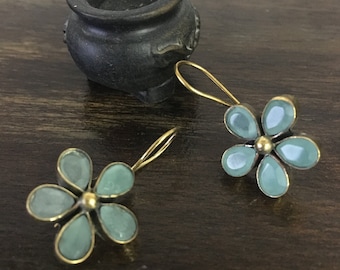 Floral hoop earring-modern earrings-stone earrings-Indian jewelry