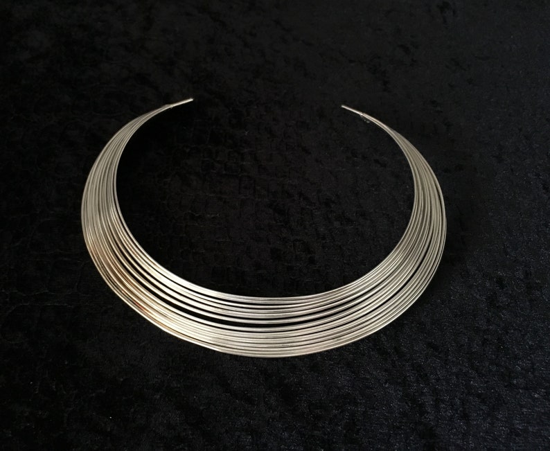Silver Wire Necklace Collar Necklace Indian jewelry-Statement necklace- Hasli-Twisted Style