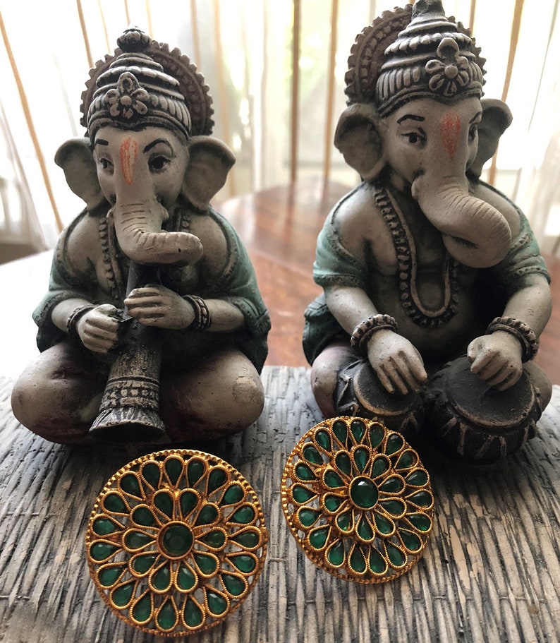 semi precious stonebead jewelry-matt gold earring-Indian headpiece-Bridal jewelry-Indian maang tikka set-Bollywood jewelry-Hyderabadi set