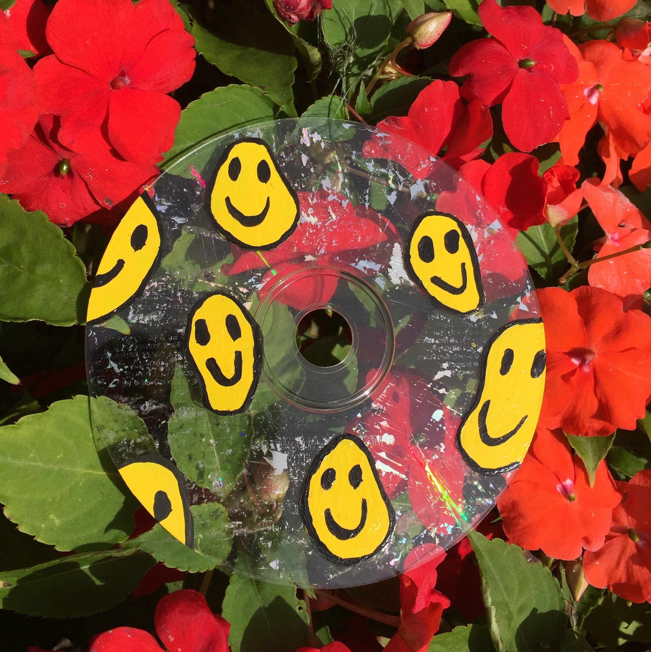 Aesthetic Hand Painted Warped Smiley Face Cd Etsy