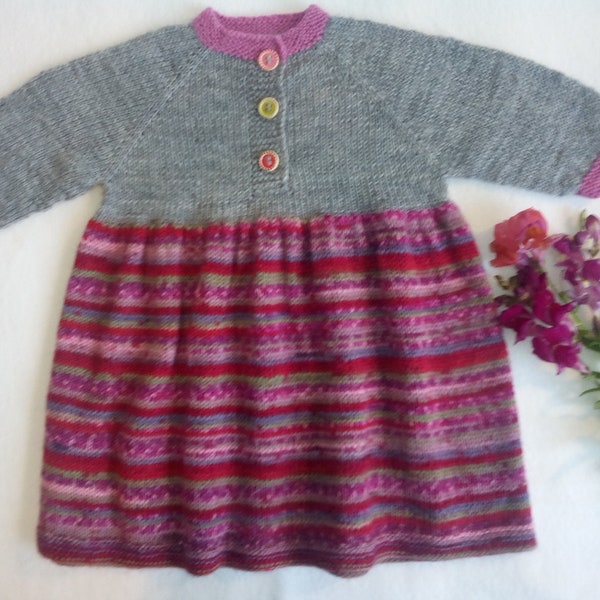 Knitted baby girl dresses first dreses merino woll