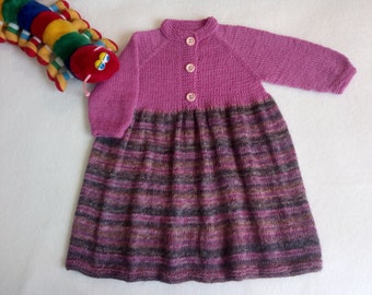 Knitted Baby Girl  Dress    Superwash wool