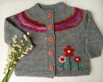 Hand Knitted Baby sweater from Merino Wool