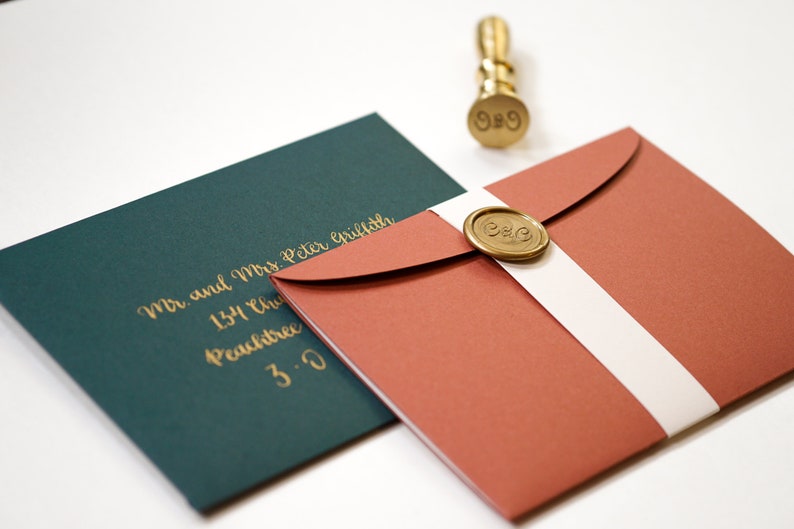 Custom Arched Pocket Invitation Suites A7 Pocketfolder Rounded Trifold Wedding Pocketfolio Inserts Hand Drawn Venue Image image 4