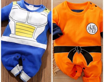 Geek Gear Dragon Ball Z Baby Vegeta Romper Toddler Jumpsuit Costume Goku Cosplay Free Bib and Hat