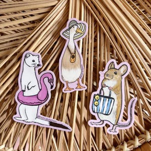 Lot d'autocollants en vinyle pour animaux de piscine d'été 3 po.