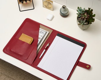 Snapped Leather Portfolio in Red - Full Grain Leather Portfolio for Men or Women - Leather Document Holder - Leather Journal - Leather Case