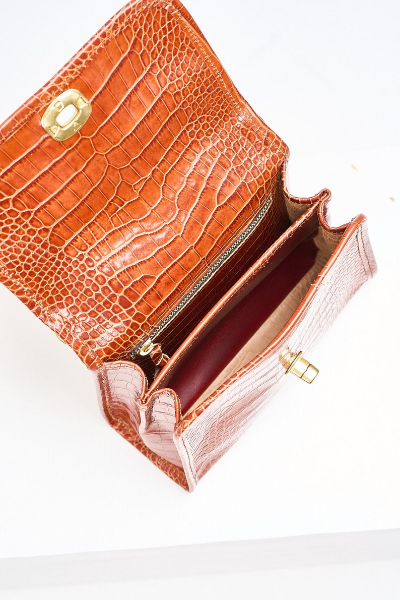 Small Brown Crossbody Leather Bag for Her Handmade Brown Etsy