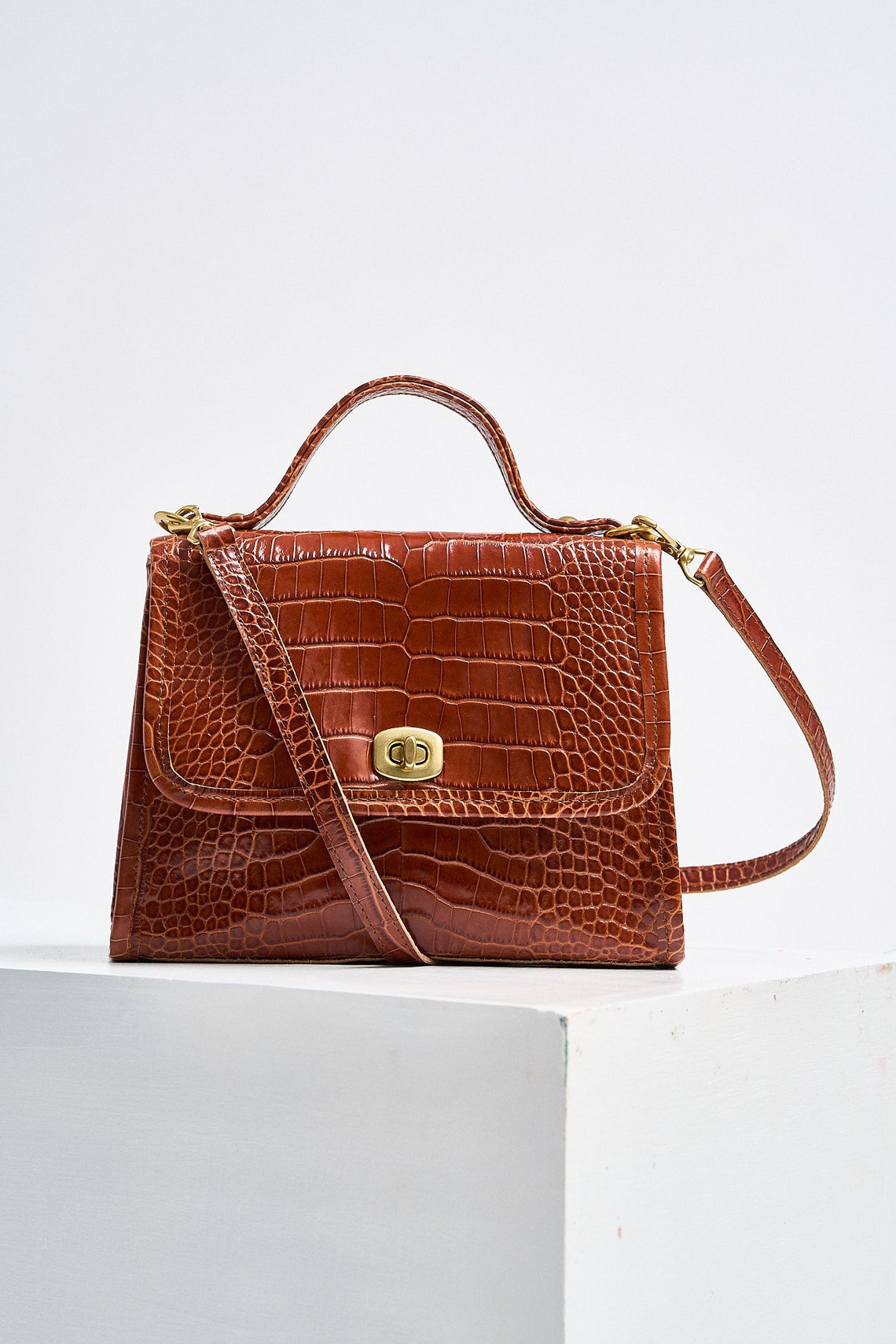 Small Brown Crossbody Leather Bag for Her Handmade Brown Etsy