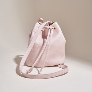 Small Leather Bucket Bag Pale Pink Made in USA image 1