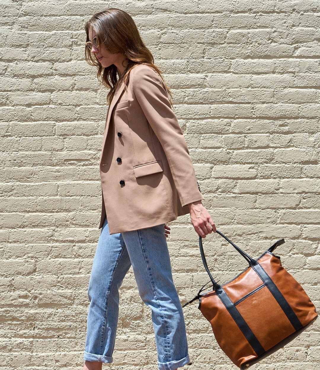 Tan Leather Tote Black and Tan Tote Bag Handmade Leather Tote Bag ...