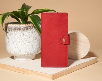Red Leather Wallet for Her, Full Grain Leather Wallet, Slim Wallet for Women, Gift for Her, Ladies Wallet