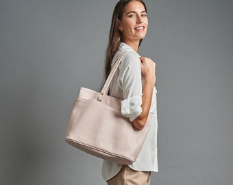 blush leather tote