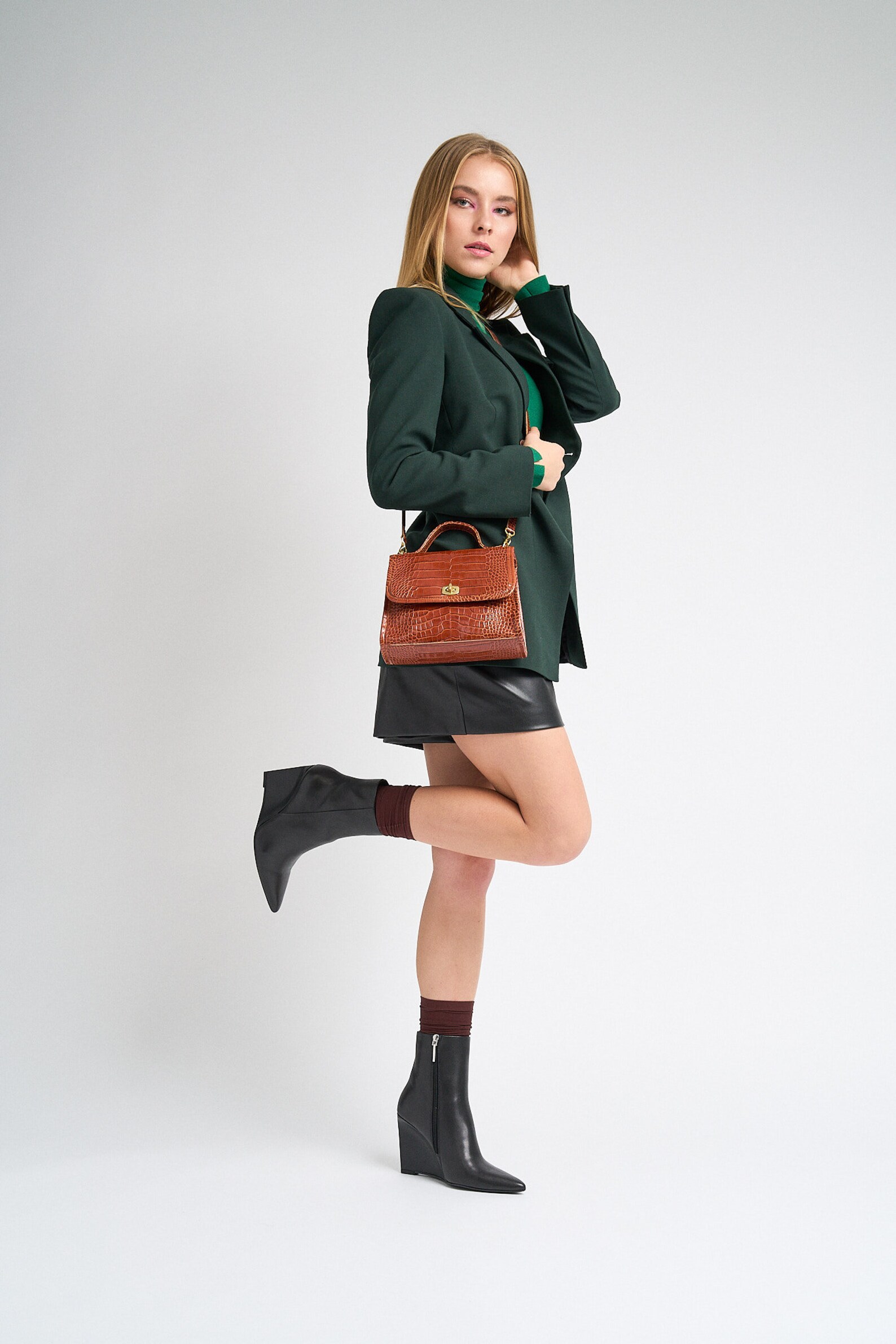 Small Brown Crossbody Leather Bag for Her Handmade Brown Etsy