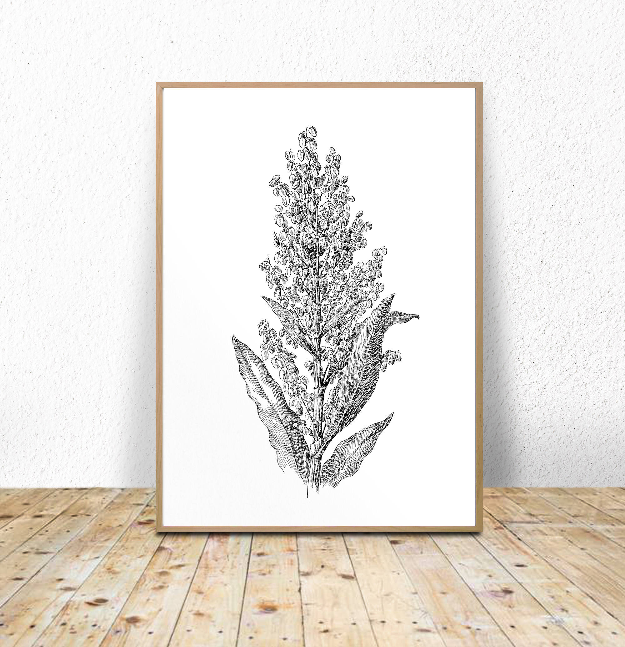 Black and White Floral Print Floral wall art printable | Etsy