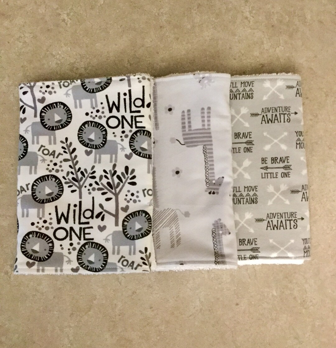 Black and White Burp Cloths Set of 3 Boy Burp Cloths Girl Etsy
