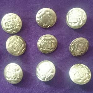 Lot de 9 petit boutons en laiton avec blason armoiries image 1