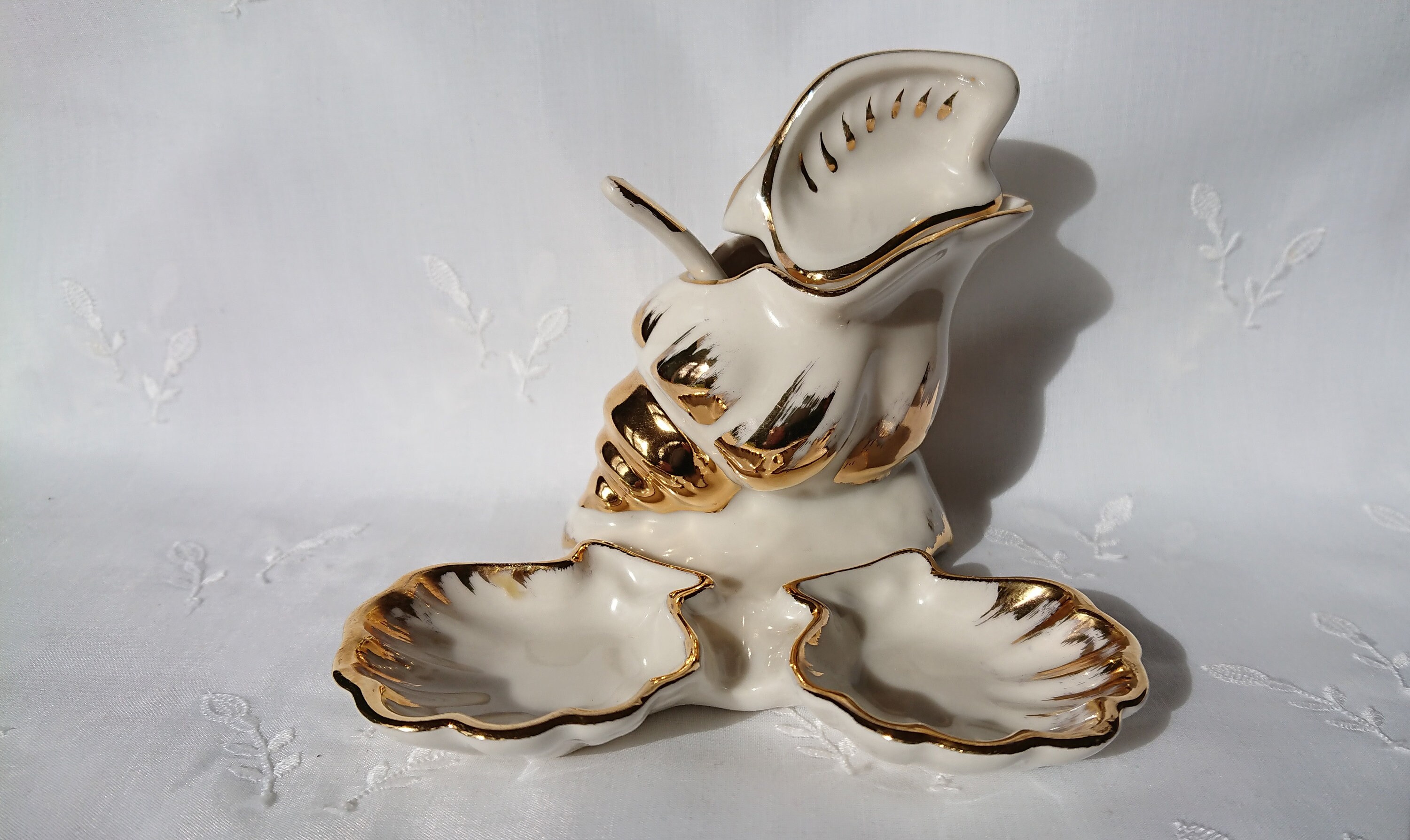 Porcelain Clay And Shell Salt Pepper Shakers And Mustard Etsy Hong Kong