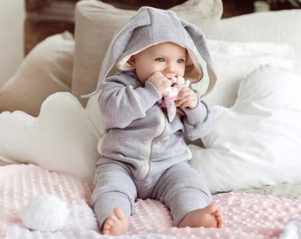 Cotton Overalls, Hoodie With Ears, Long Sleeve Jumpsuit, Baby Shower Gift